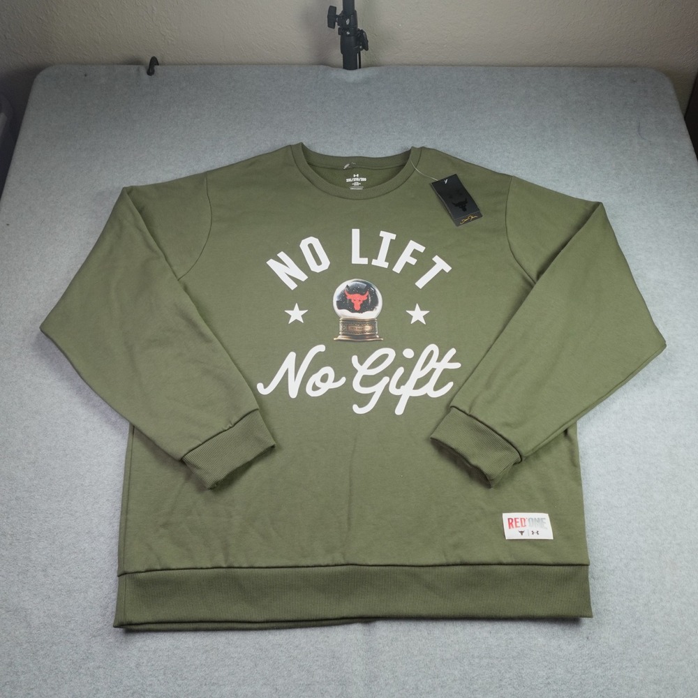 Under Armour Sweatshirt Mens 2XL Green Project Rock No Lift No Gift